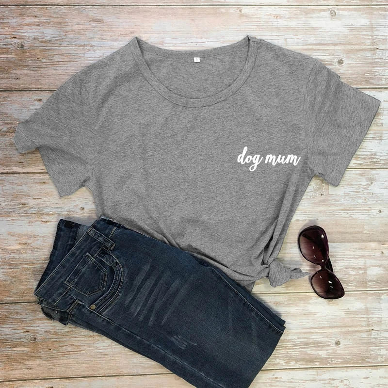 dog mum pocket tshirt cute women short sleeve dog mom tee shirt top