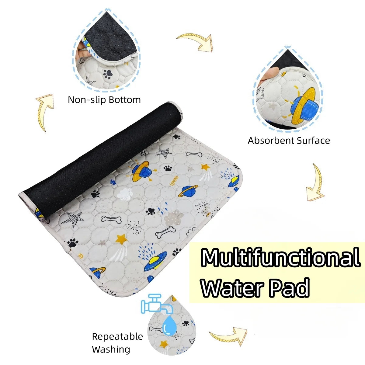 2pcs Large Pet Dog Pee Pads,Reusable Dogs Puppy Pads Pet Training Pads for Dogs, Absorbent and Leak-Proof Whelping Pads,Size:M