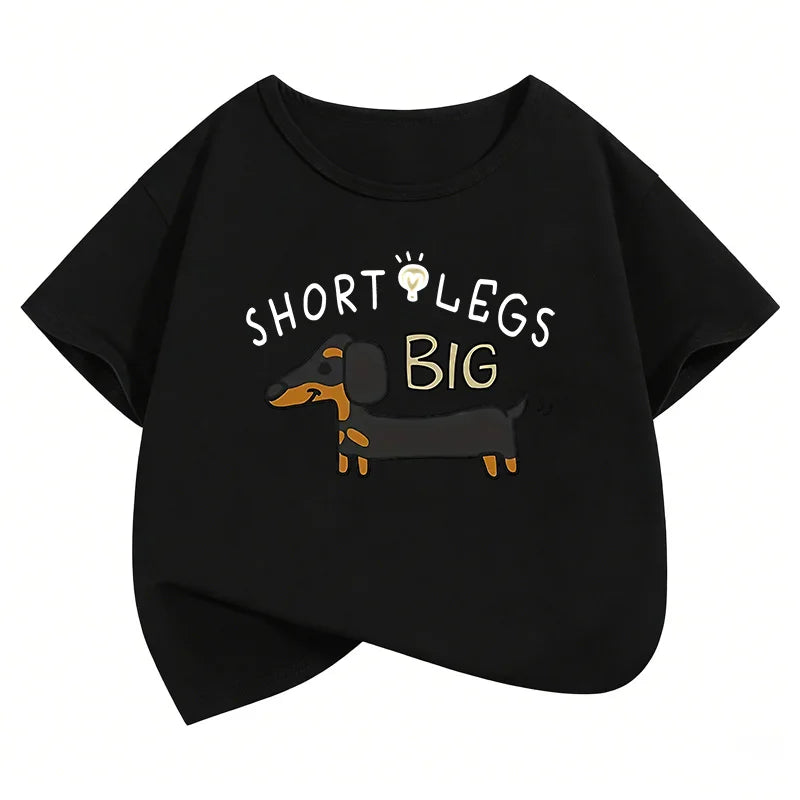 Fashion Dachshund Dog Design T-Shirt Printed T Shirt Boys Girls Summer Clothes Short Sleeve Tops T-Shirts Cute Clothing Kids