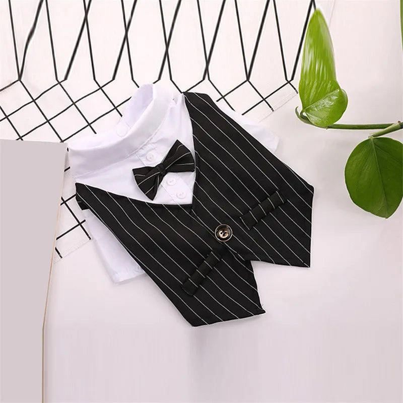 English Style Gentleman Dog Dress Puppy Suit with Tie for Formal Occasions Four Seasons Wedding Pet Photo Teddy Clothes