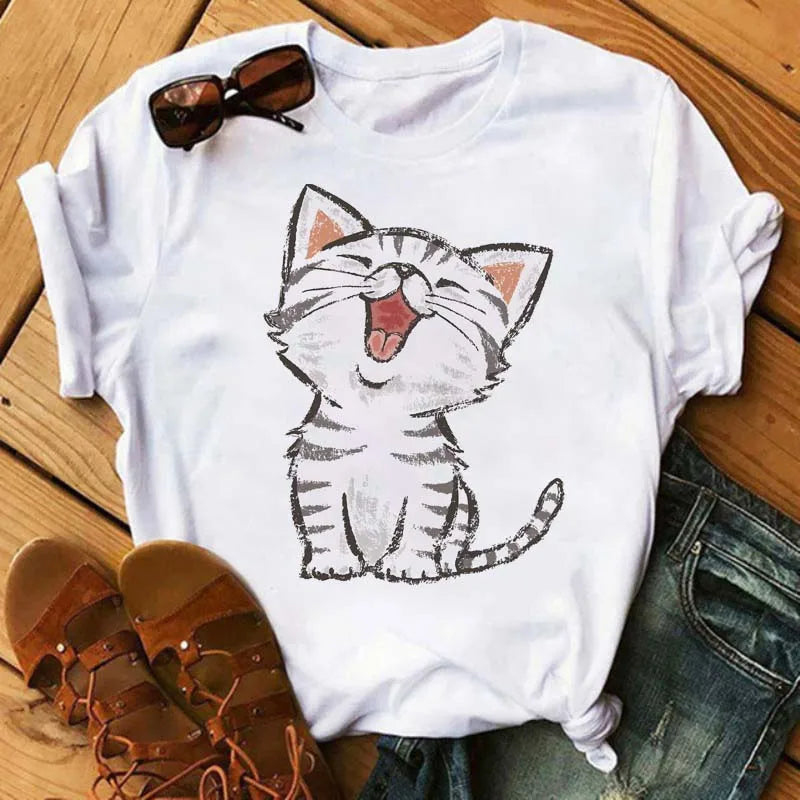 Cute French Bulldog T-shirt Animal Harajuku Print Pattern Shirt Fun French Bulldog Short Sleeves Animal Lover Tshirt Dog Mom Tee
