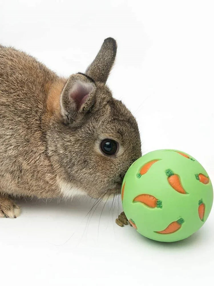 Pet Food Dispenser for Rabbits Carrot Interactive Bunny Toy Snack Toy Ball Food Dispenser Ball Bite Resistant Feeding Toys