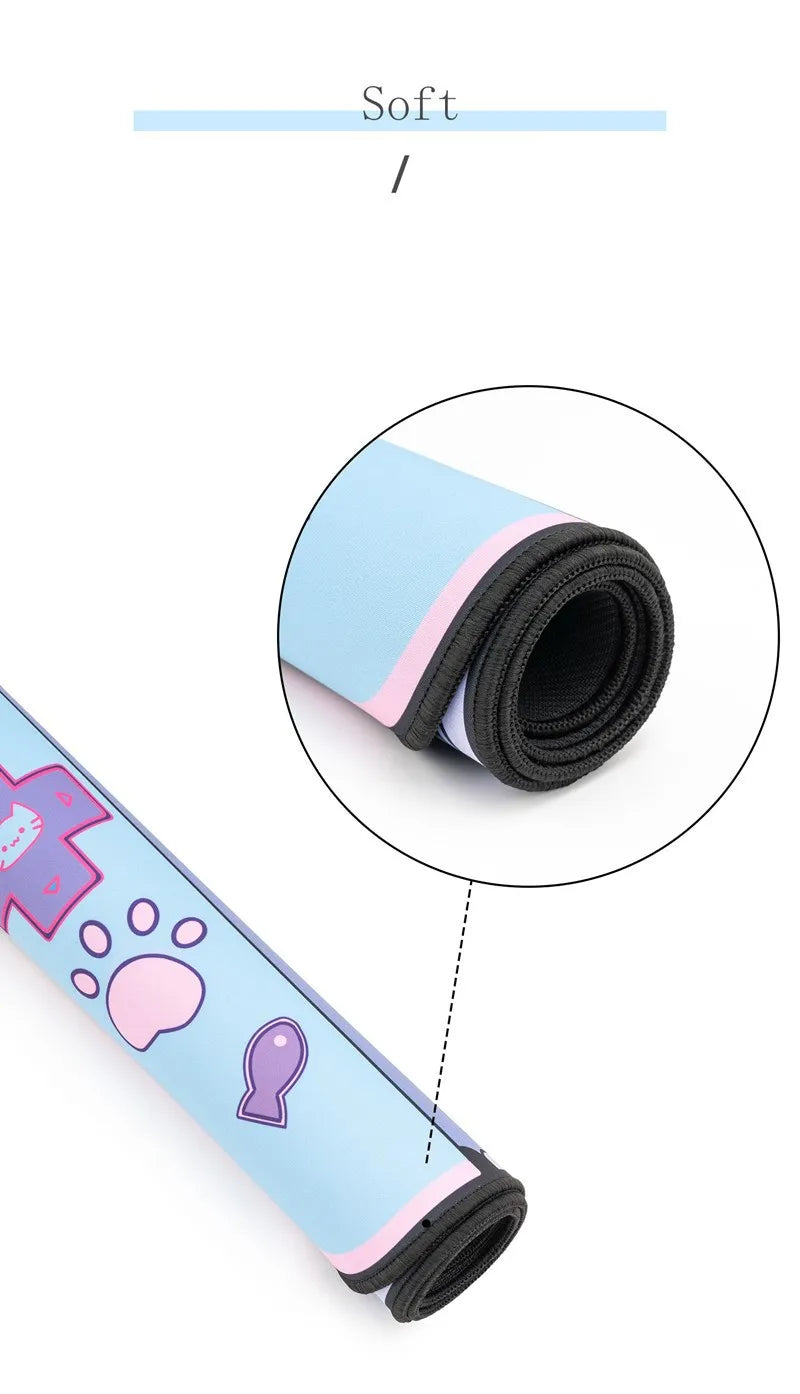 Big Mouse Pad Cute Cat Ears Desk Pad Thicken Computer Games Non-slip Pink Girl Cartoon Super Cute For Girl Game Boy 80CM*40CM