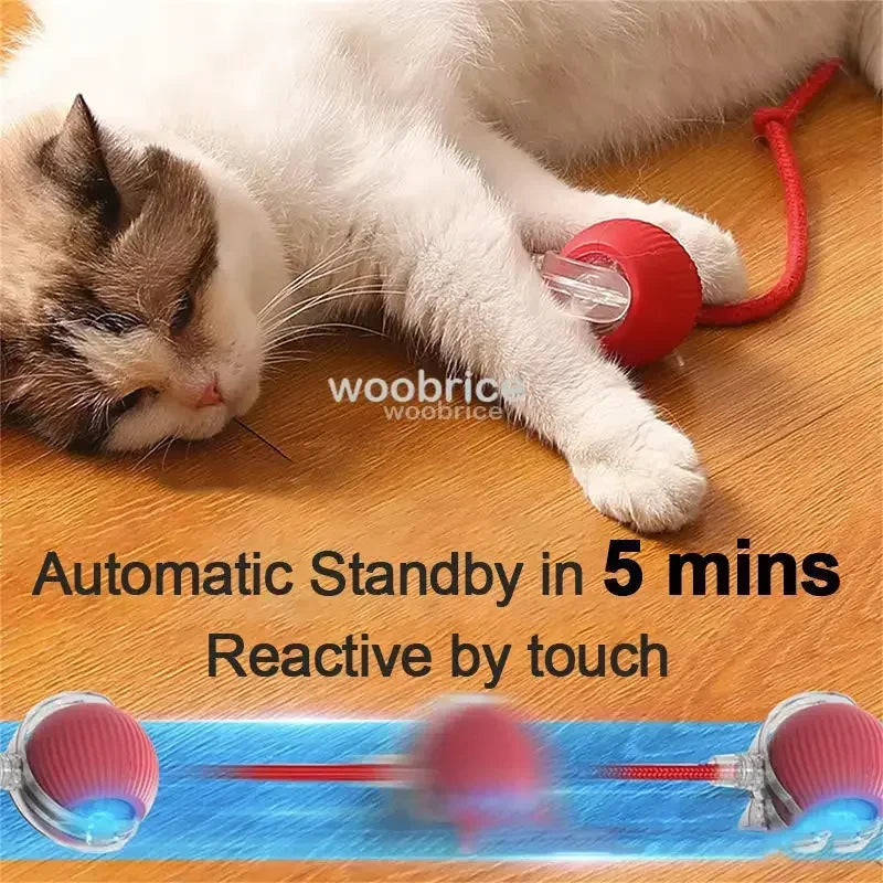 New Cat Interactive Ball Toy Automatic Rolling Ball Faux Tail Rechargeable Smart Pet Electric Toy Dog Cat Training Imitate Mouse
