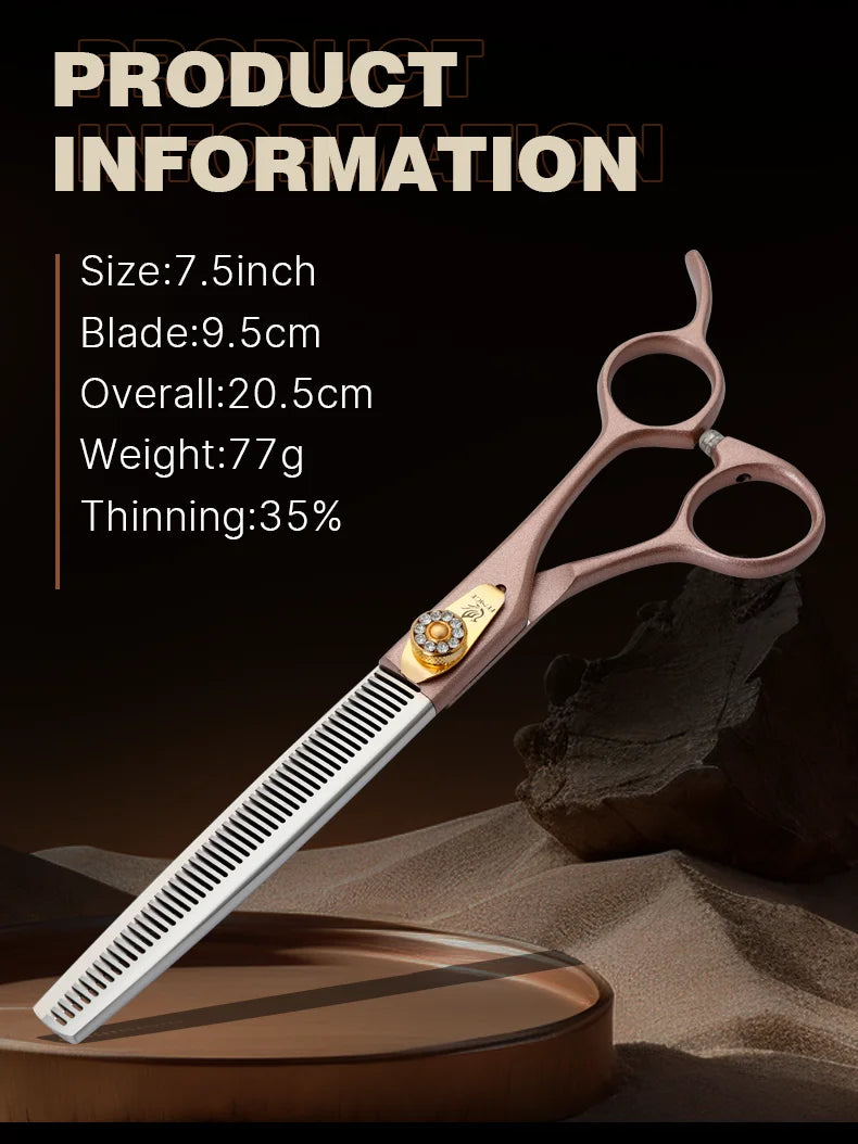 Fenice 7.5" Pet Grooming Thinning Scissors - JP440C Steel