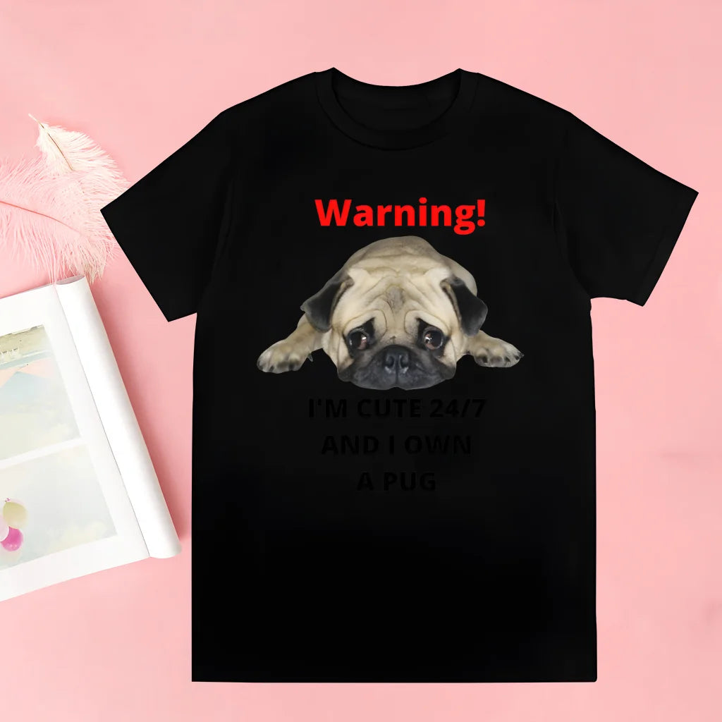 Pug Dog Animal Pet T Shirt Novelty Funny Vintage Crew Neck Men's T-Shirt Humor Women Top Tee Gift Humor Streetwear