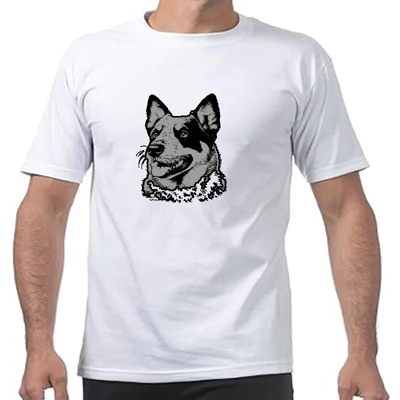 Funny Australian Dog Blue Heeler Art Graphic T-shirts Men Women's Fashion Casual Tshirt 100% Cotton Loose Oversized T Shirt