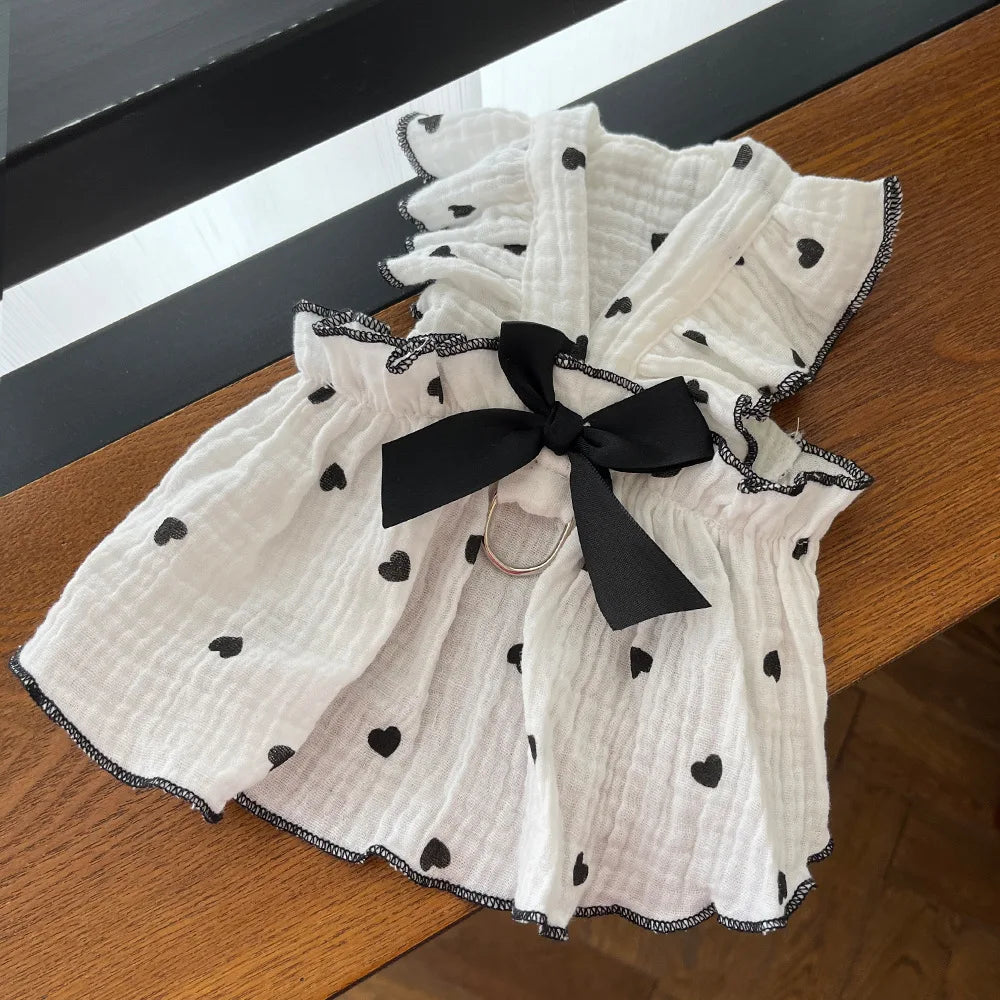 Pet dresses clothes for spring and summer dogs cats teddy bears Pomeranians plush toys  hearts all cotton fabric