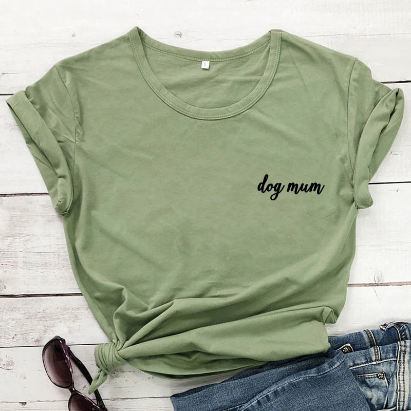 dog mum pocket tshirt cute women short sleeve dog mom tee shirt top