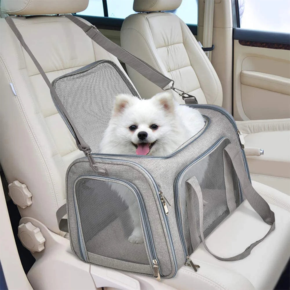 Collapsible Soft-Sided Pet Carrier for Cats and Dogs up to 15lbs