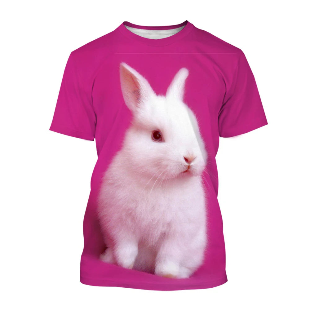 Animal Rabbit 3D Printed T-Shirts Men Women Casual Fashion Streetwear Oversized Short Sleeve T Shirt Male Tees Tops Man Clothing