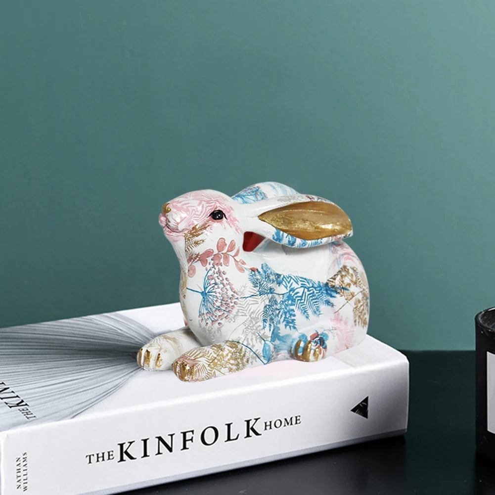 Rabbit Statue Resin Lifelike Rabbit Sculpture Rabbit Decoration Easter Bunny Ornament for Home Office Desktop