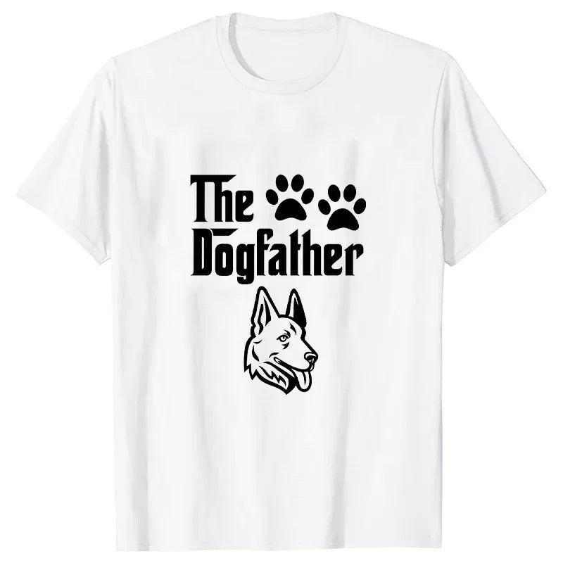 The Dogfather Funny T-shirts for Men Dog Dad T-shirt German Shepherd Dad Male Tshirts Short Sleeve Summer Oversized T Shirt Tee