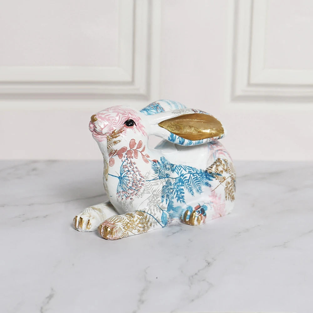 Rabbit Statue Resin Lifelike Rabbit Sculpture Rabbit Decoration Easter Bunny Ornament for Home Office Desktop