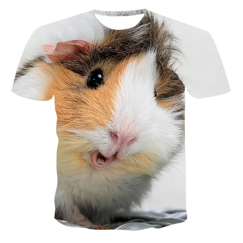 New Hamster Guinea Pig 3d Printing Men's T-shirt Girls Casual Short-sleeved Oversized Hip-hop Sports And Fitness Breathable Top