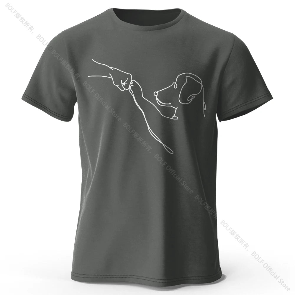 The Dog Friend Printed Modern Minimalist 100% Cotton T-Shirt, Lightweight Round Neck Short Sleeve Tee, Unisex Everyday Wear