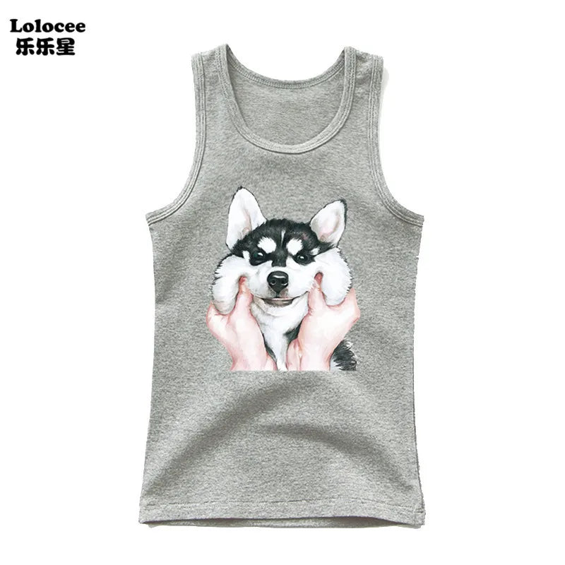 Dabbing Dancing Dog Funny tank tops For Boys vest Kids sleeveless Shiba Inu Dog t-shirt Dog Pet Lover Clothes