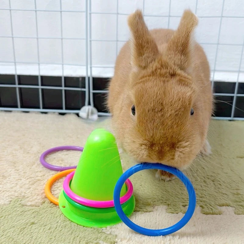 7cm Rabbit Ferrule Toy Interactive Training Chew Toy for Small Animals Educational Relieve Boredom Cone Shaped Bucket Rabbit Toy