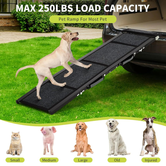 HiMISS Folding Aluminum Dog Ramp - Non-Slip Portable Pet Ramp