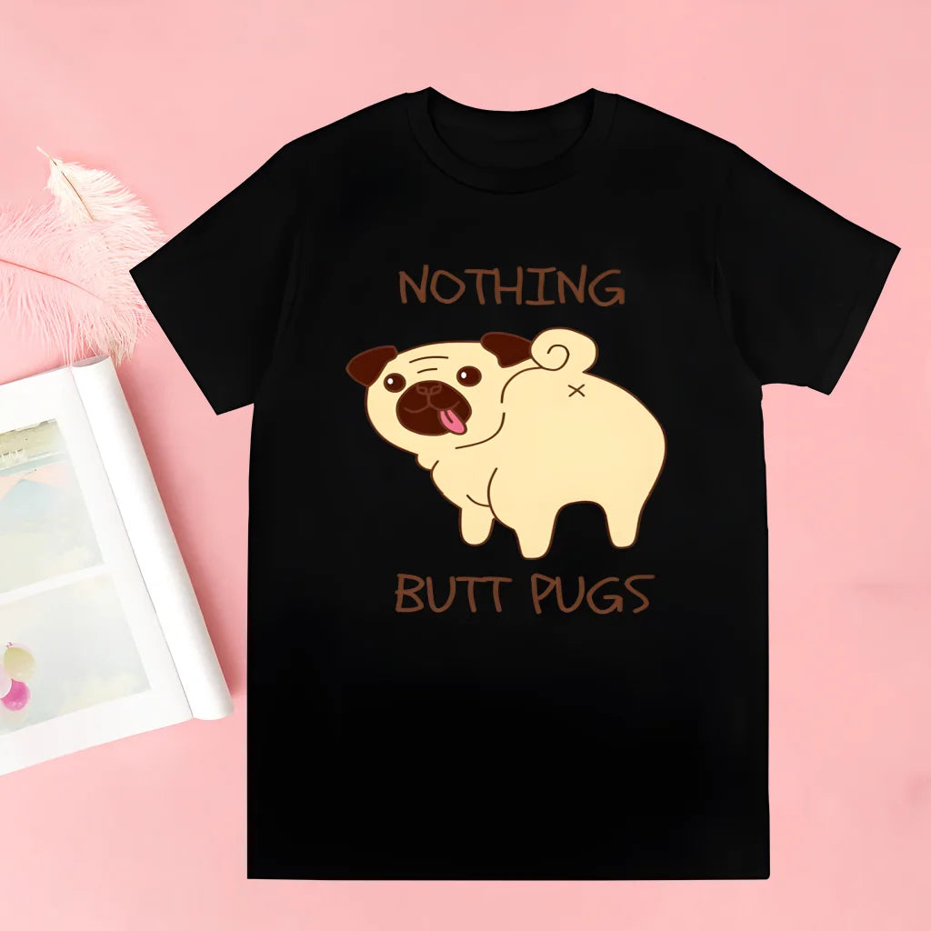 Pug Dog Animal Pet T Shirt Novelty Funny Vintage Crew Neck Men's T-Shirt Humor Women Top Tee Gift Humor Streetwear