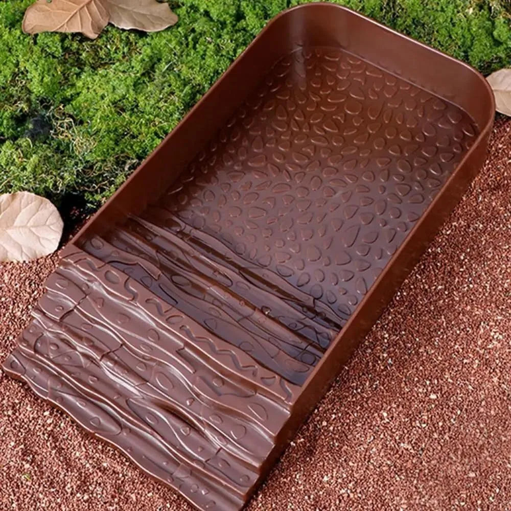 Reptile Bathing Pool Reptile Feeding Dish Water Bowl with Ramp Aquarium Ornament for Snake, Turtle, Bearded Dragon, Lizard Bath