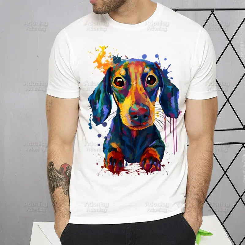 Dachshund Teckel Cute Dog Men's Tshirt Cute Printing Shirt Mens Fashion T-Shirt For Men Casual Tops Short Sleeve