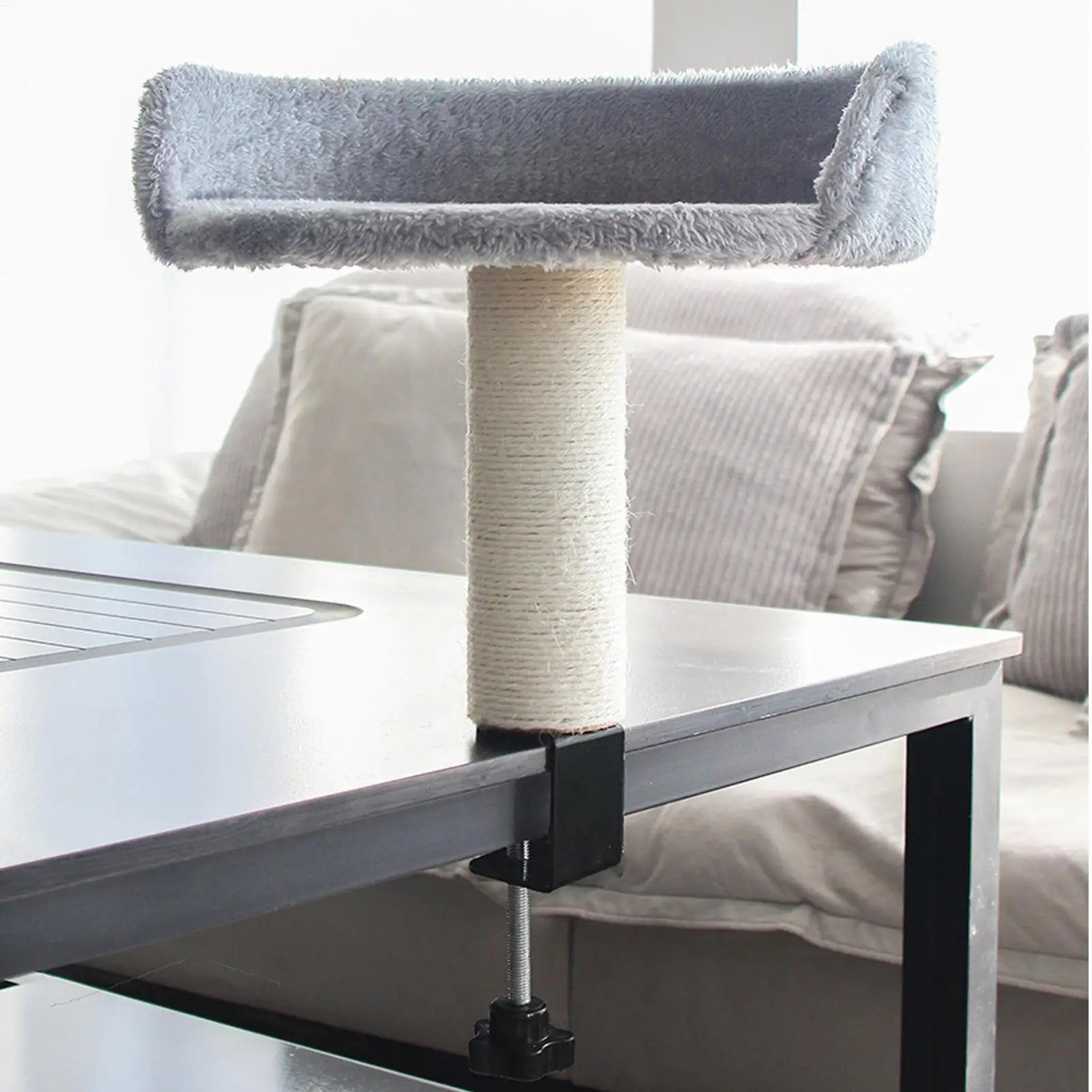 Cat Desk Perch Adjustable Desktop Floating Cat Bed Rotation Desk Clamp Kitten Bed Space-Saving Cat Hammock Perch For Table