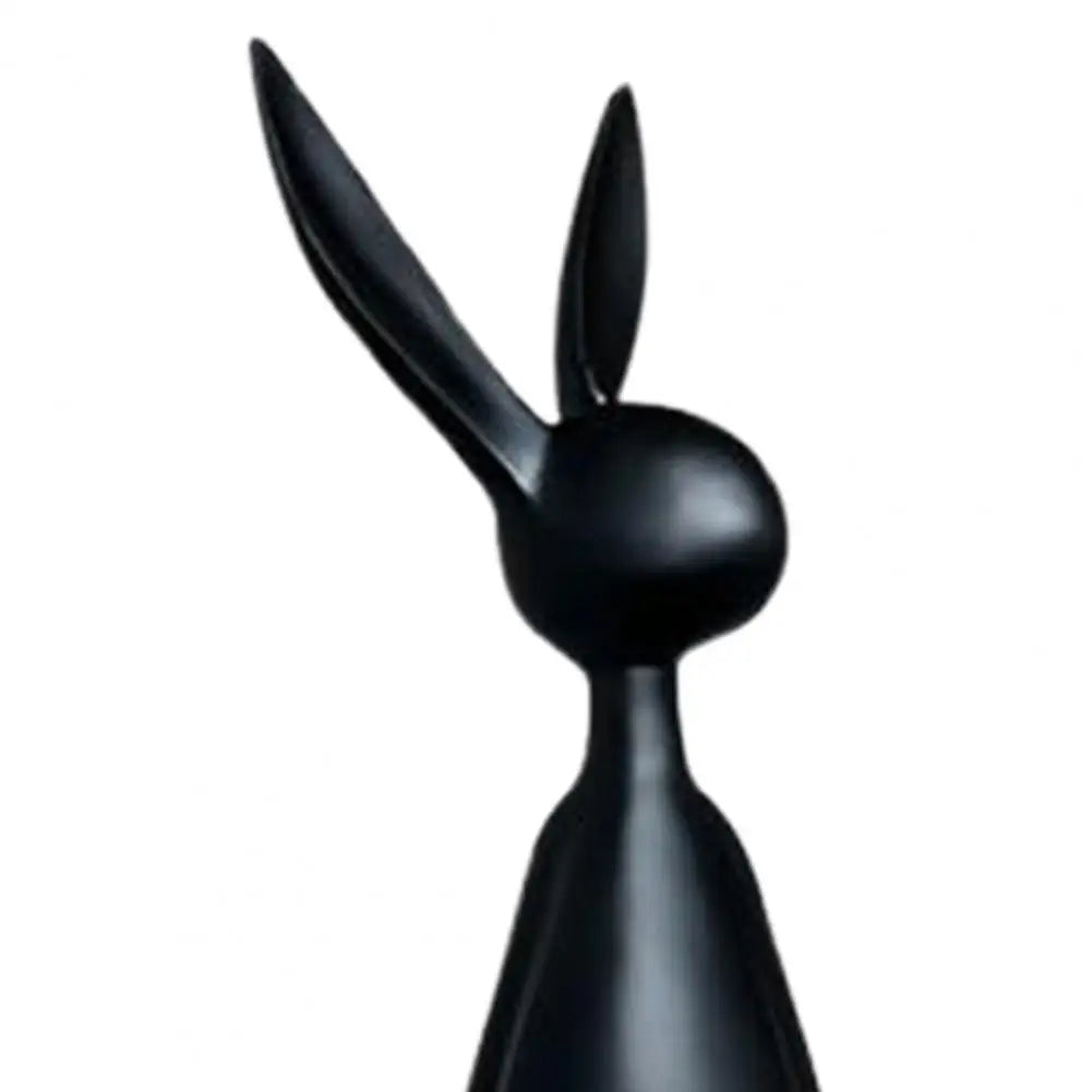25cm Sitting Rabbit Figurine Long-legged Bunny Resin Statue Animal Sculpture Home Office Bookshelf Desktop Easter Decor Ornament