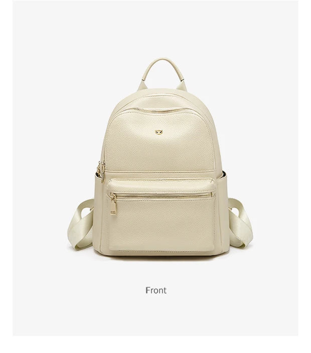 FOXER Brand Genuine Leather + Microfiber Women's Backpack Fashion Female Travel Bag Large Capacity Waterproof Backpack