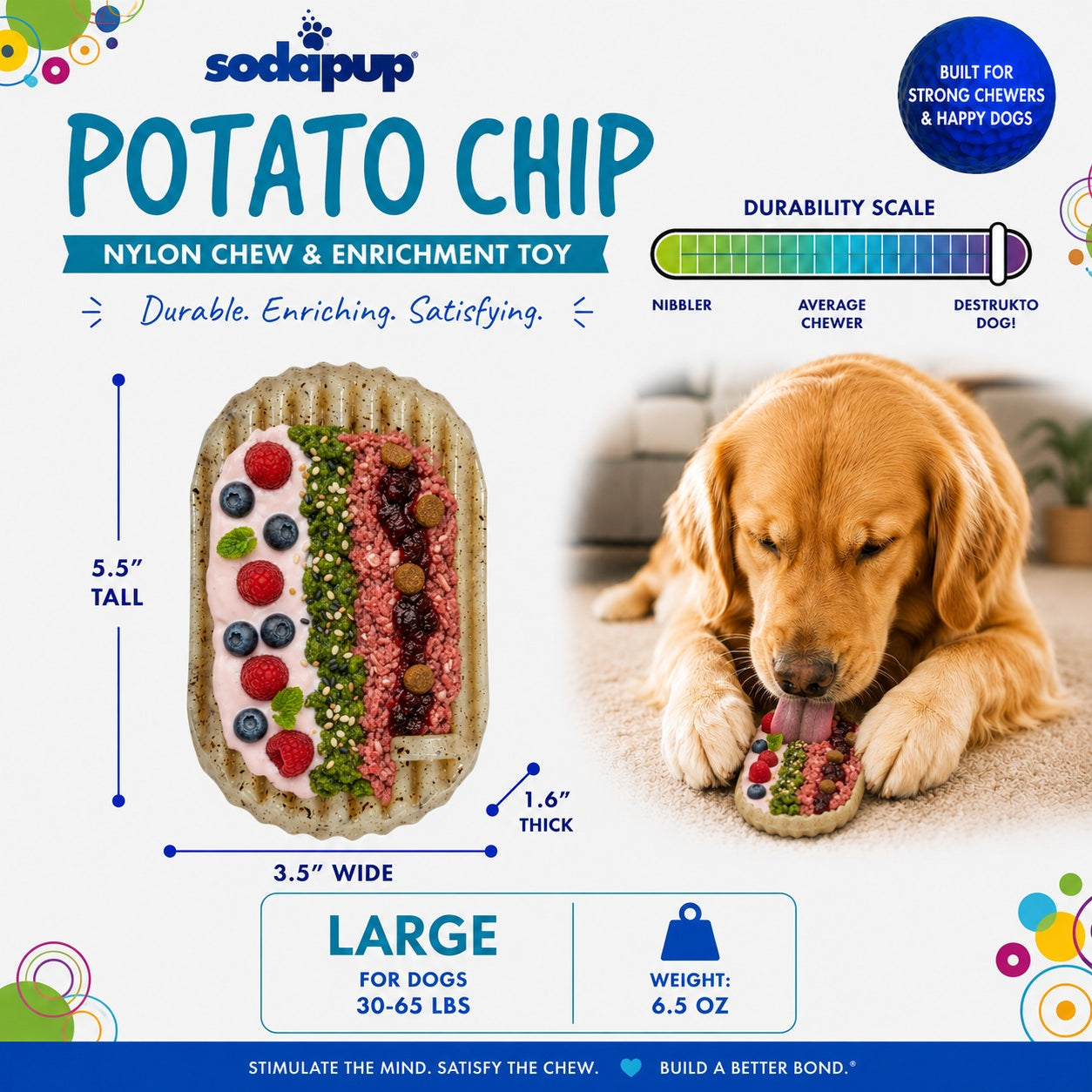Potato Chip Nylon Chew & Enrichment Toy | 2-in-1 for Aggressive Chewers | SodaPup