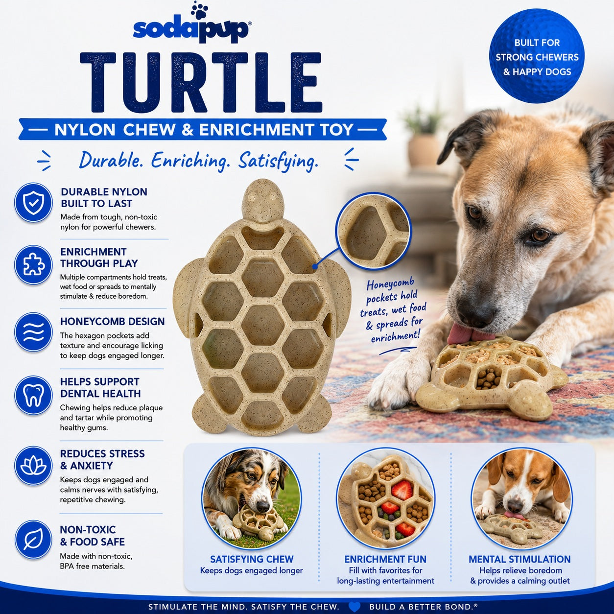 Turtle Nylon Chew Toy - Ultra-Durable Enrichment Toy for Power Chewers USA