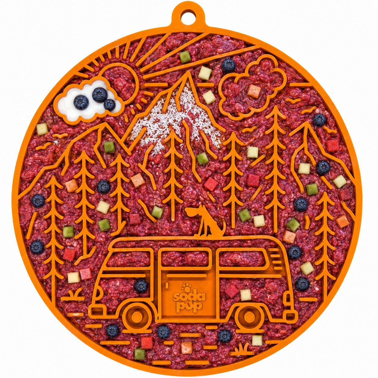 Camp eMat - Enrichment Lick Mat For Dogs and Cats - with Suction Cups | Retro Van Design | USA Made