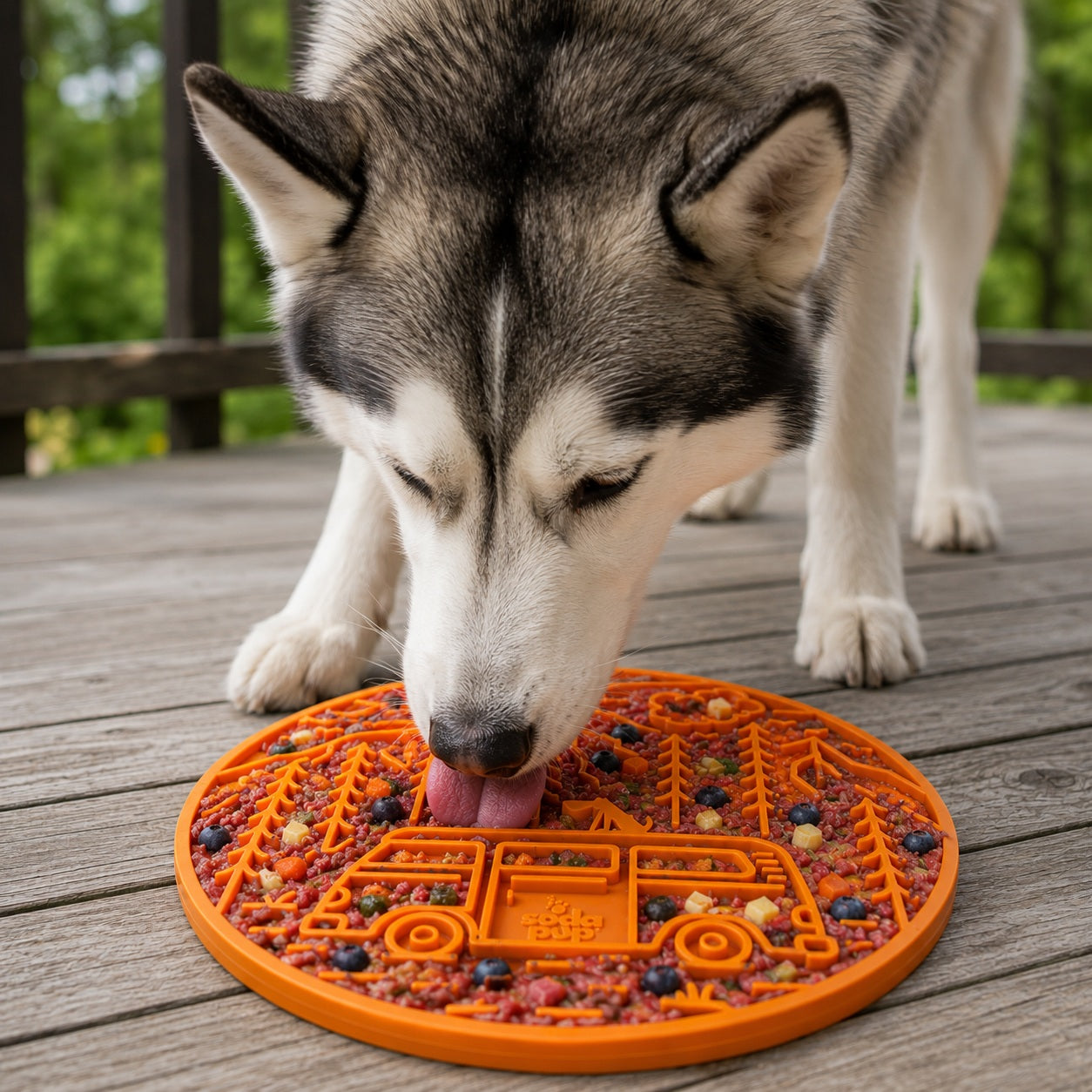 Camp eMat - Enrichment Lick Mat For Dogs and Cats - with Suction Cups | Retro Van Design | USA Made