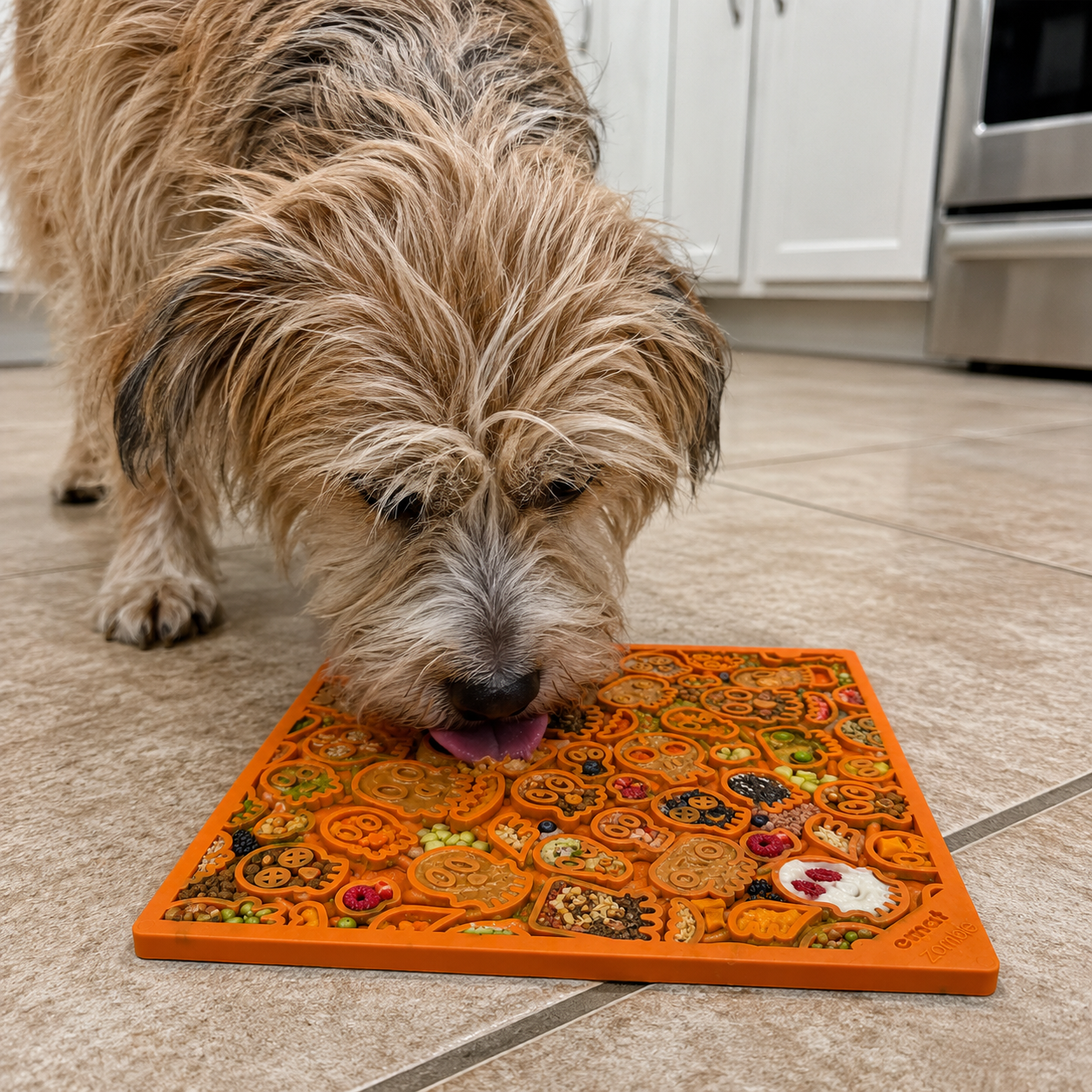 Zombie eMat - Enrichment Lick Mat for Dogs and Cats | Halloween Skull Design | SodaPup