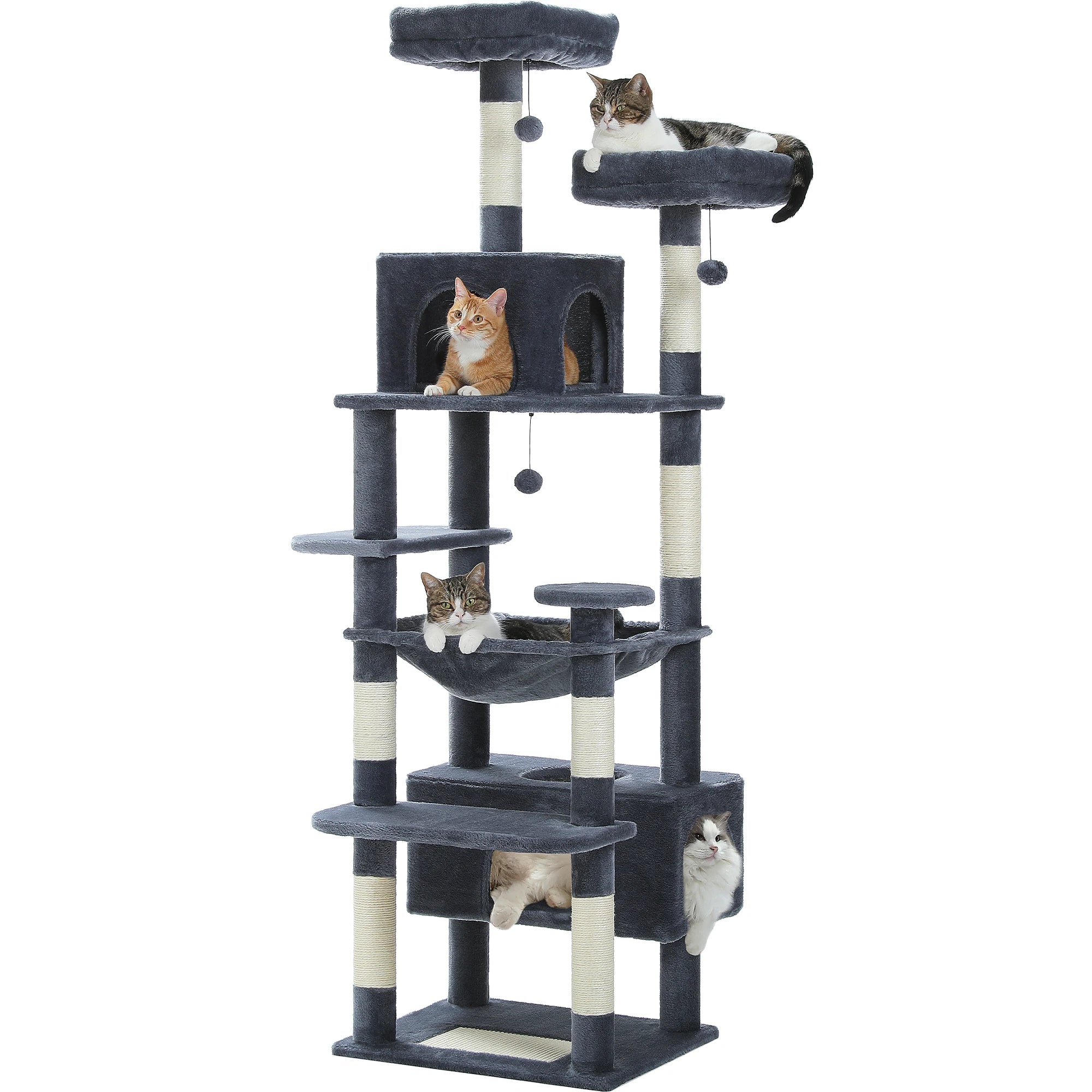 PAWZ Road 72" Large Cat Tree Tower with Hammock and Condo