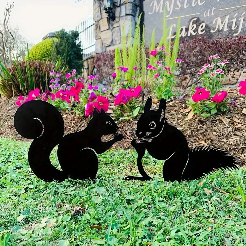 Rabbit Art Sculpture – Hollow Wrought Iron Figurines, Dust Proof and Realistic Rabbit/Squirrel for Garden, Home, and Yard