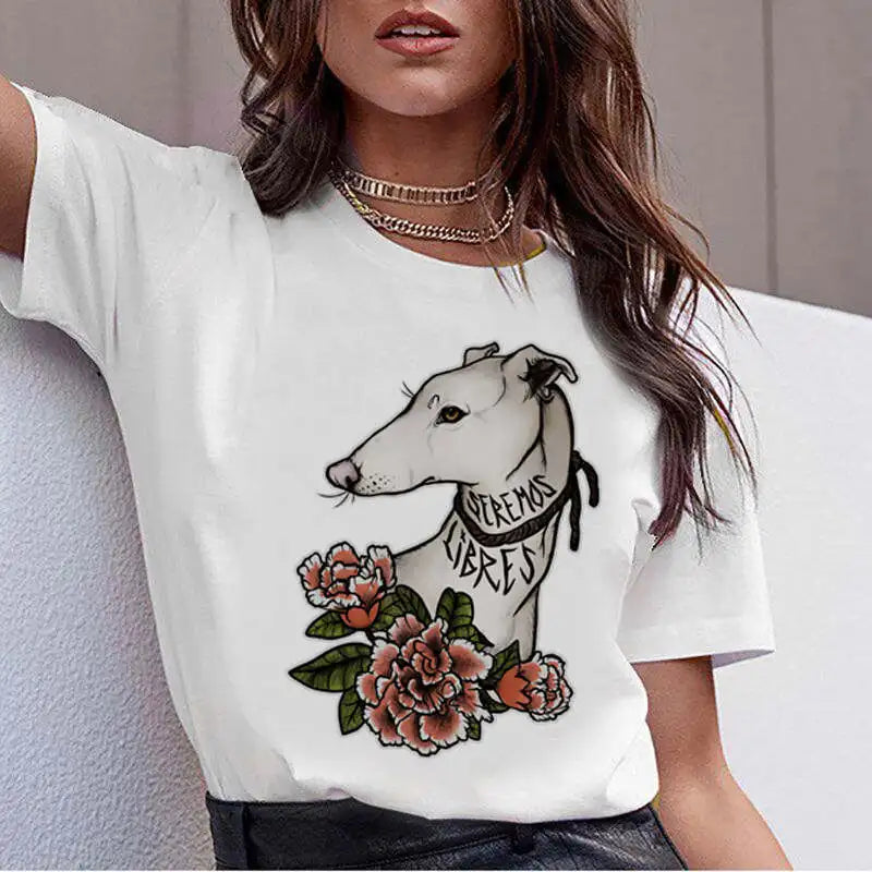 Hot Sale Bull Terrier Rottweiler Kawaii T Shirt Women Beagle Border Cute Whippet Funny dog T-shirt Collie Malinois Tshirt