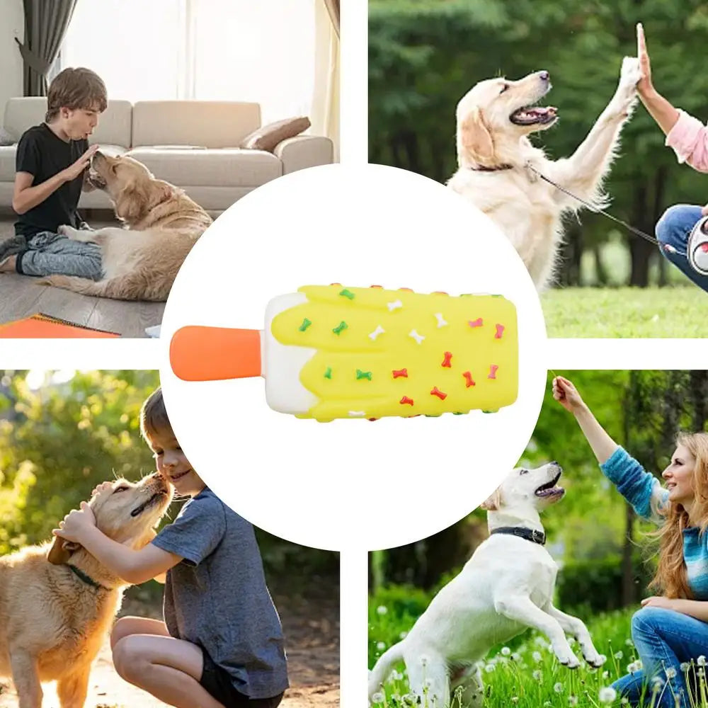 Durable Dog Squeak Chew Toys Donuts Ice Cream Burger Style Floatable On Water Training Outdoor Simulation Pet Chewer Toy