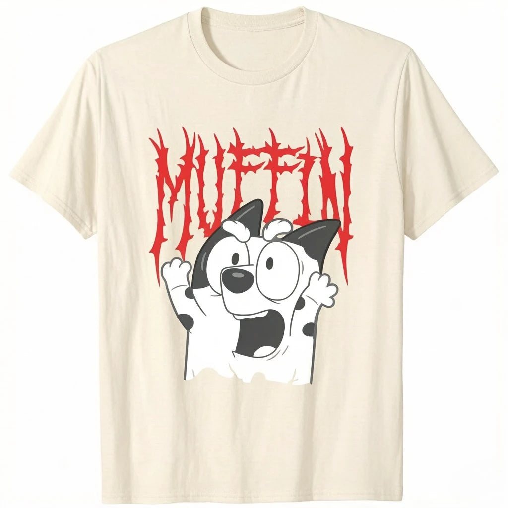 Muffin Metal White Heeler Emotions Grunge Scream T-Shirt Humor Funny Feeling Graphic Saying Tee Cute Dog Lover Short Sleeve Tops