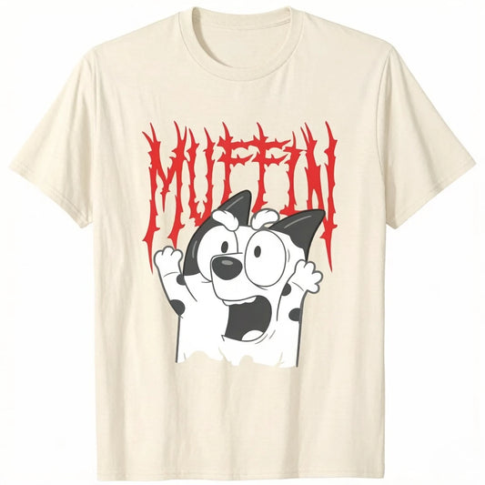 Muffin Metal White Heeler Emotions Grunge Scream T-Shirt Humor Funny Feeling Graphic Saying Tee Cute Dog Lover Short Sleeve Tops