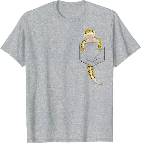 Cute Lizard Reptile Leopard Gecko Pocket Gifts Men Women Kids T-Shirt Funny Y2k Design Aesthetic Clothes Novelty Gift Gecko Tees