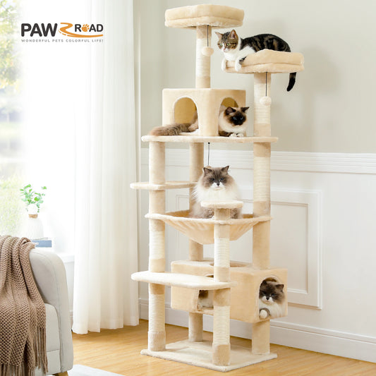 Pequlti 72" Multi-Level Cat Tree Tower with Condo & Hammock