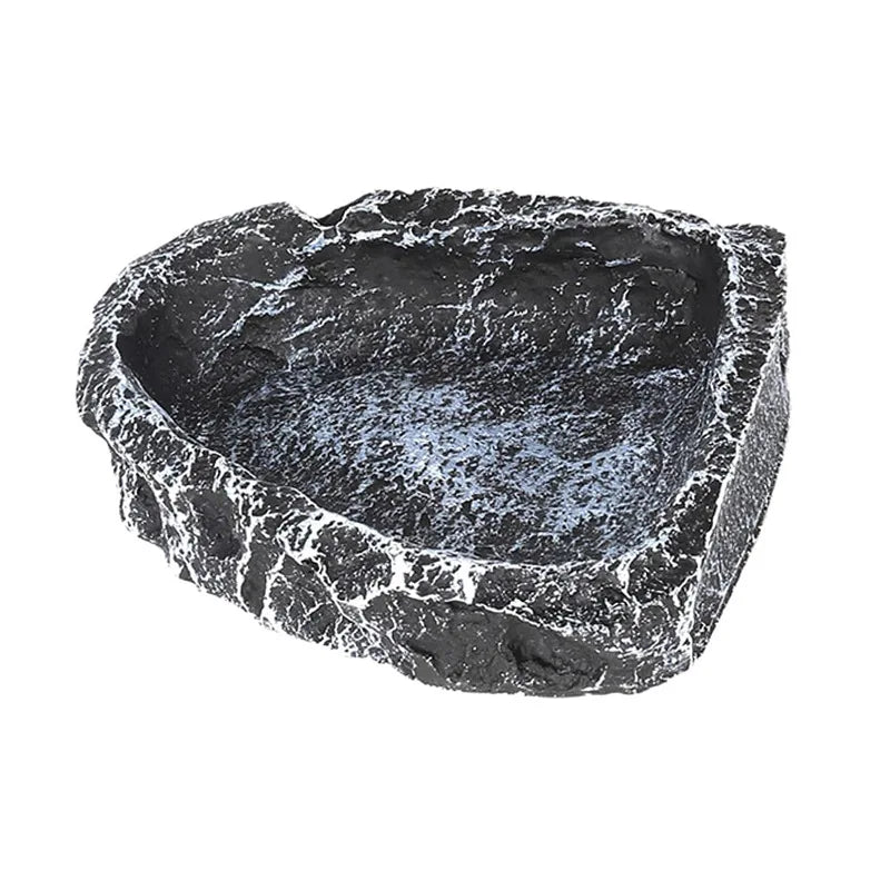 Reptile Feeding Water Bowl Realistic Stone Texture Safe Durable for Bearded Dragons Small Reptiles SYXZS03