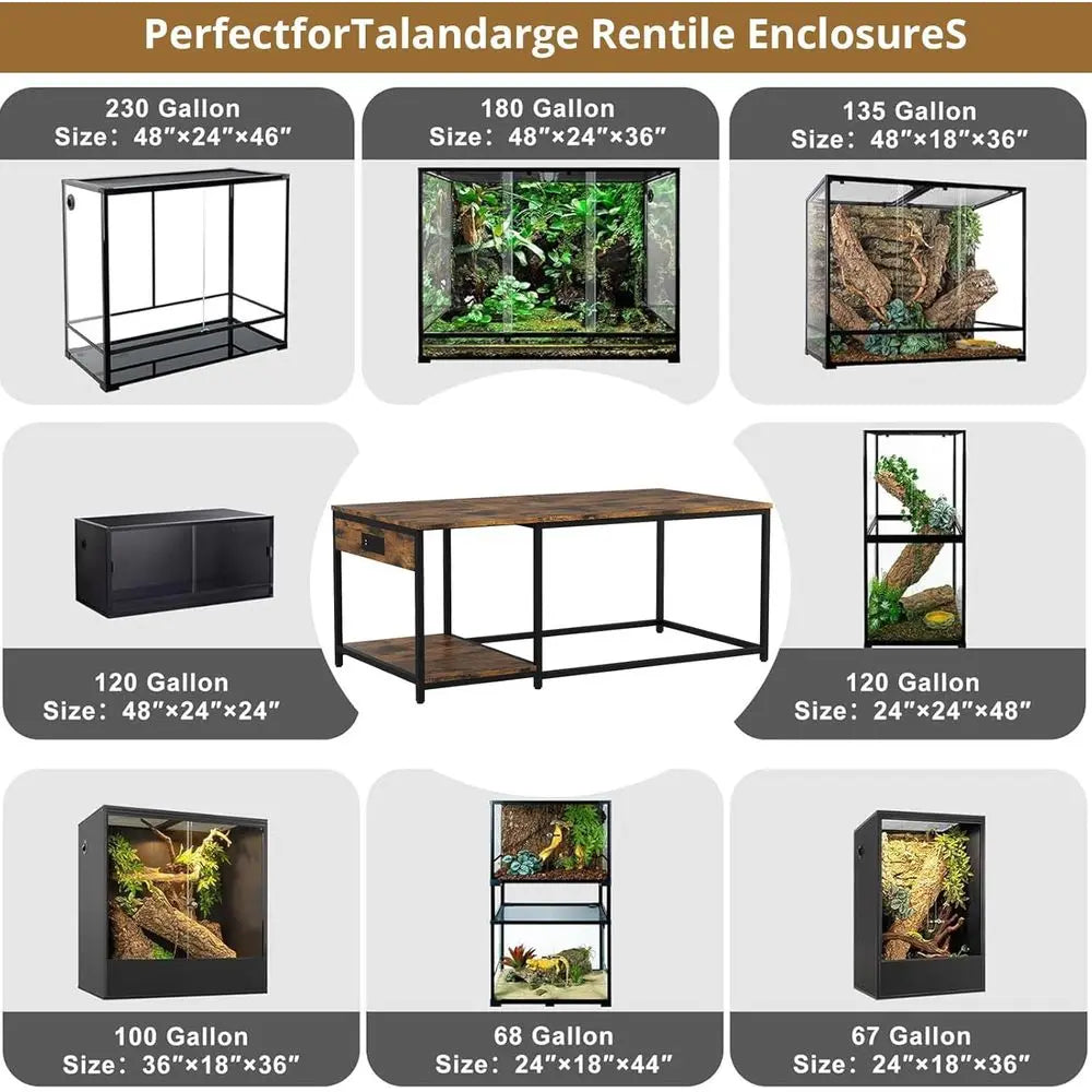 4x2x2 Reptile Enclosure Stand – 48"x24" Tall Reptile Tank Stand or 120 Gallon Aquarium Stand, Bearded Dragon Cage, Snake Enclosu