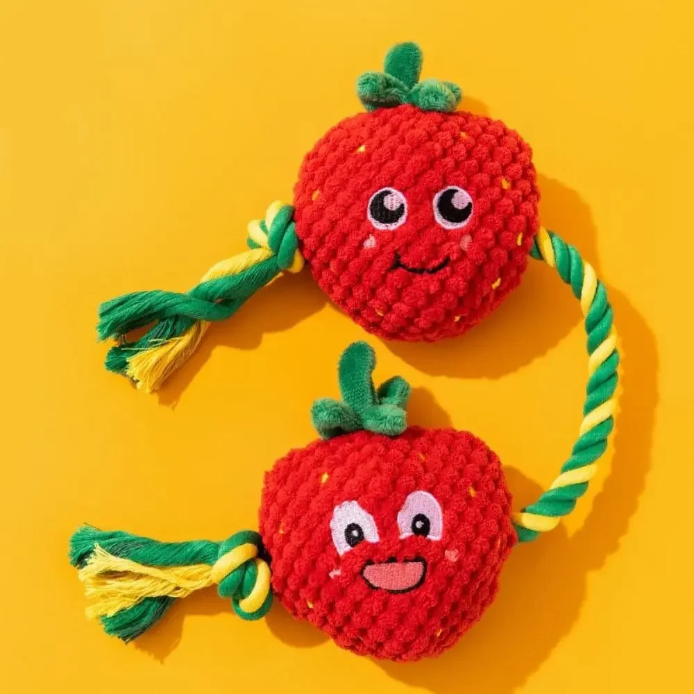 Dog Teeth Cleaning Toy Fruit Shape Bite Resistant Dog Plush Toy Built-in Sounder Can Bite Vocal Squeaky Dog Toy