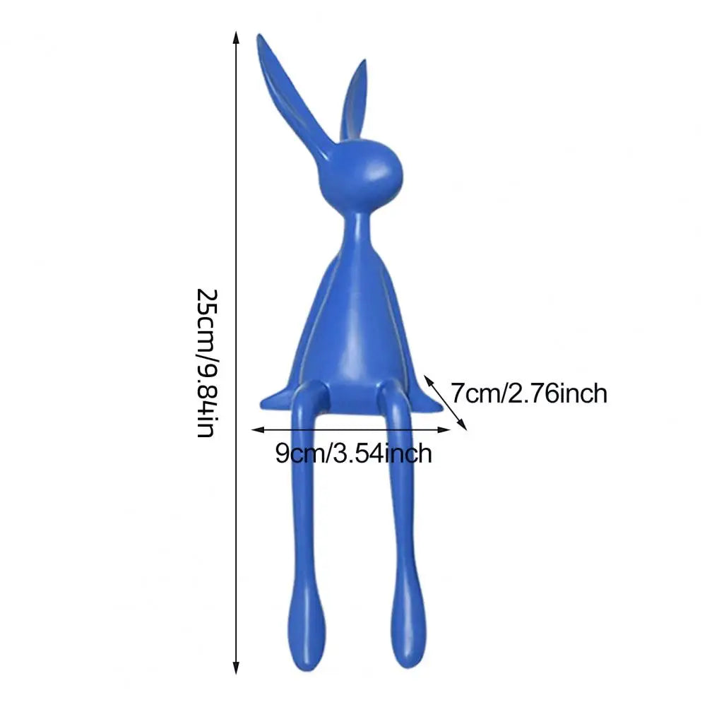 25cm Sitting Rabbit Figurine Long-legged Bunny Resin Statue Animal Sculpture Home Office Bookshelf Desktop Easter Decor Ornament