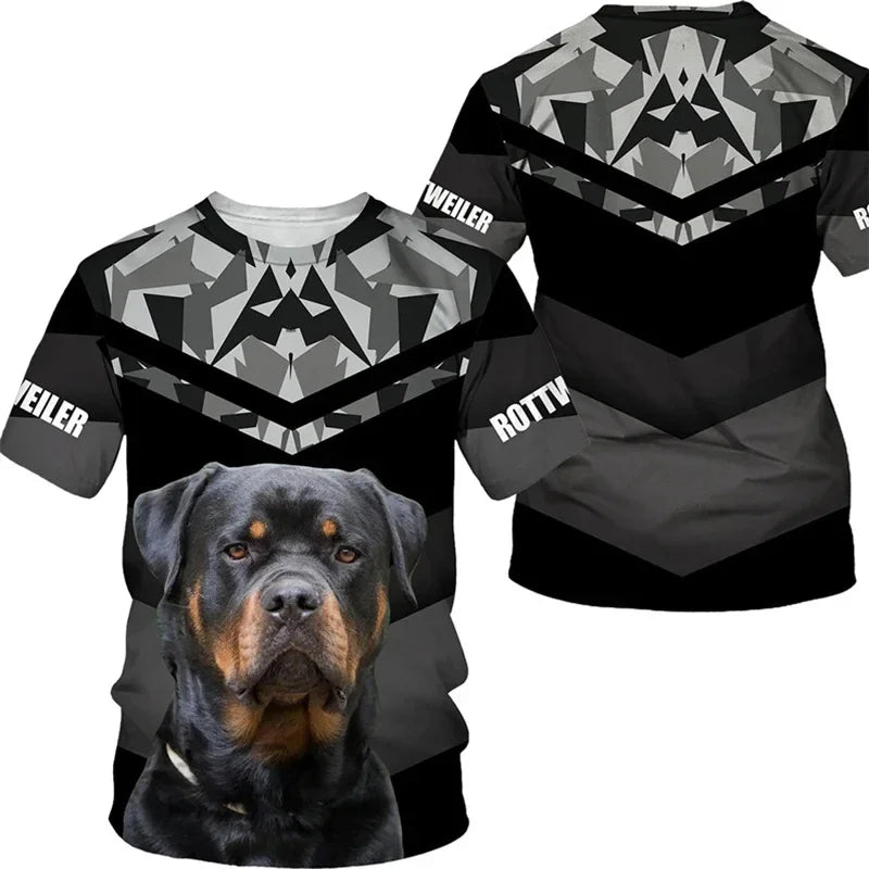 3D Printed Rottweiler Dog T Shirt Men Pet Doggy Pattern T-Shirts Summer Loose Women Kids Tee Shirts Gym Tracksuit Sportwear Tops