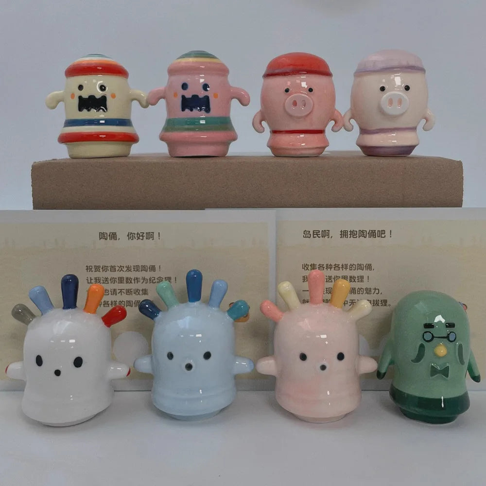 Ceramic Animals Pottery Figurine Crossings Game Model Collection Toys Desktop Ornament Kawaii Miniature Decoration Girls Gifts