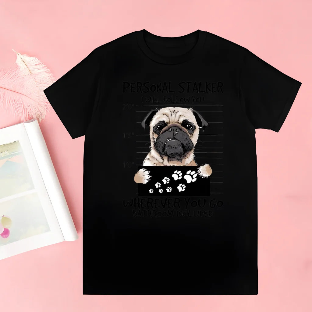 Pug Dog Animal Pet T Shirt Novelty Funny Vintage Crew Neck Men's T-Shirt Humor Women Top Tee Gift Humor Streetwear
