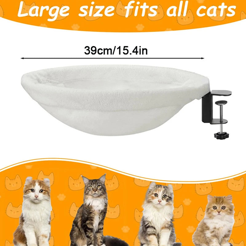 1 Piece Cat Desk Bed Comfortable And Soft Round Desktop Cat Perch Desktop Mounted Cat Litter Box With Pet Mat